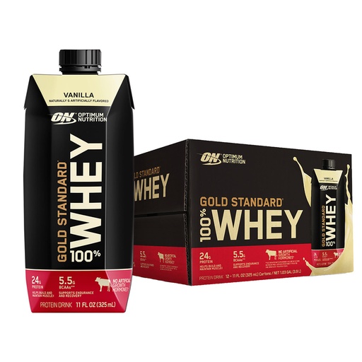OPTIMUM NUTRITION - 金裝乳清蛋白飲品 11Oz - 雲呢拿(盒裝12枝)